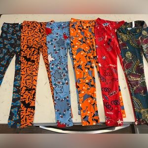 6 pairs lula Roe kids leggings. Size L/XL. Some knees worn. All 6 for $20